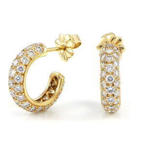 Tiffany Co Hoop Earrings Full Pav Diamonds Yellow Gold